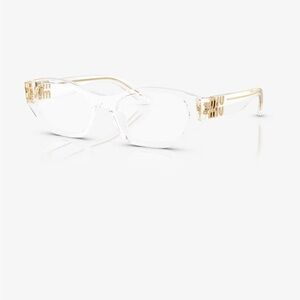 Miu Miu Gold and Clear Women's Glasses